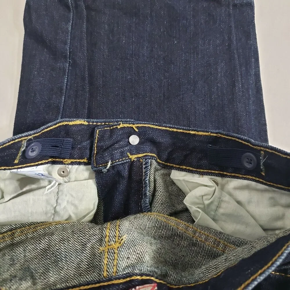 Old Navy Boys Jeans Regular Size 12 Slim Straight Adjustable Waist Dark Blue Was